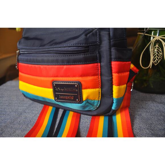 Disney Cruise Line Loungefly Mini Backpack Navy Rainbow Stripe DCL Bag main image 8
